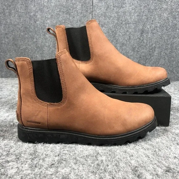 Sorel Waterproof Chelsea Boots Womens 9 Brown Leather Pull On NL3092-282 - Picture 2 of 16